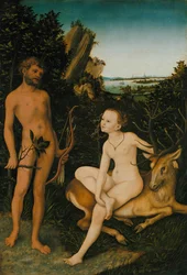Apollon et Diane dans un paysage boisé